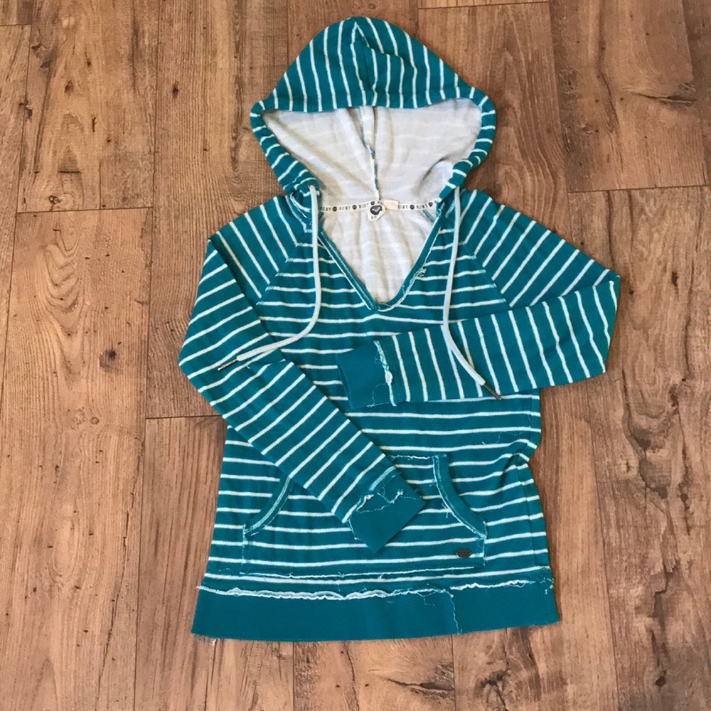 Roxy Teal Striped Sweatshirt